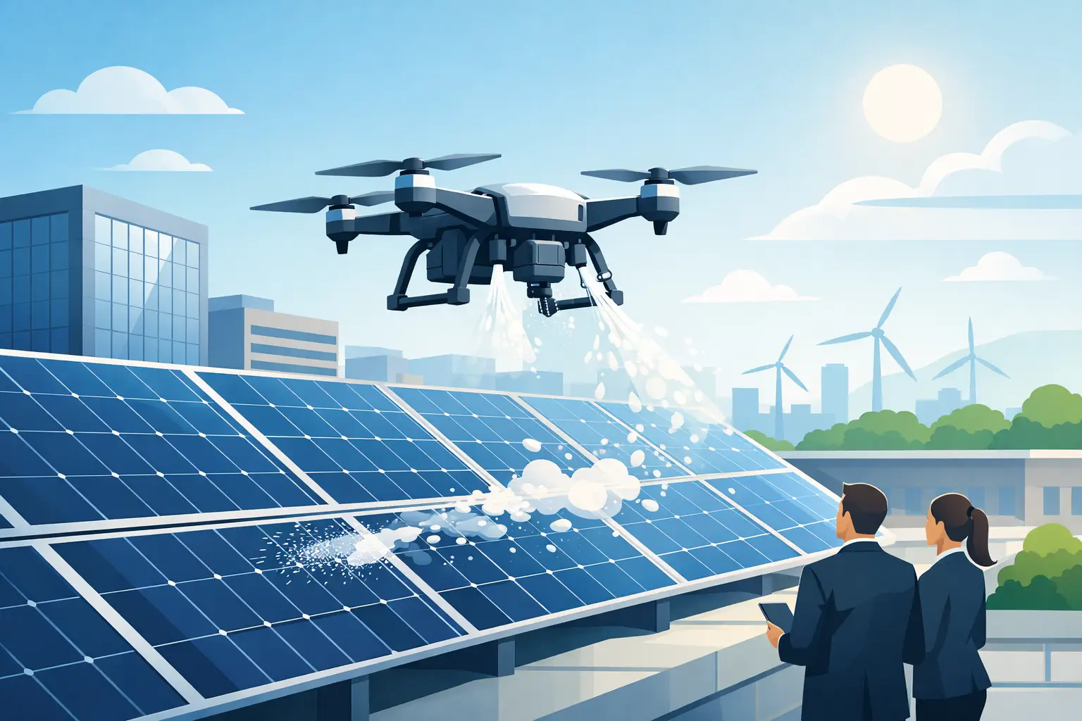 Drone schoonmaak zonnepanelen voor bedrijven