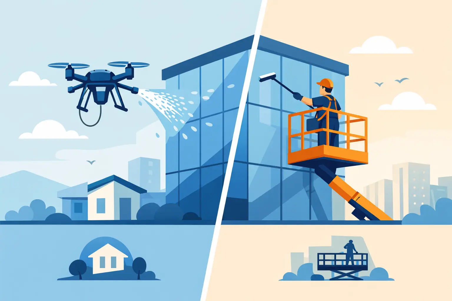 Dronereiniging versus hoogwerker: wat past?