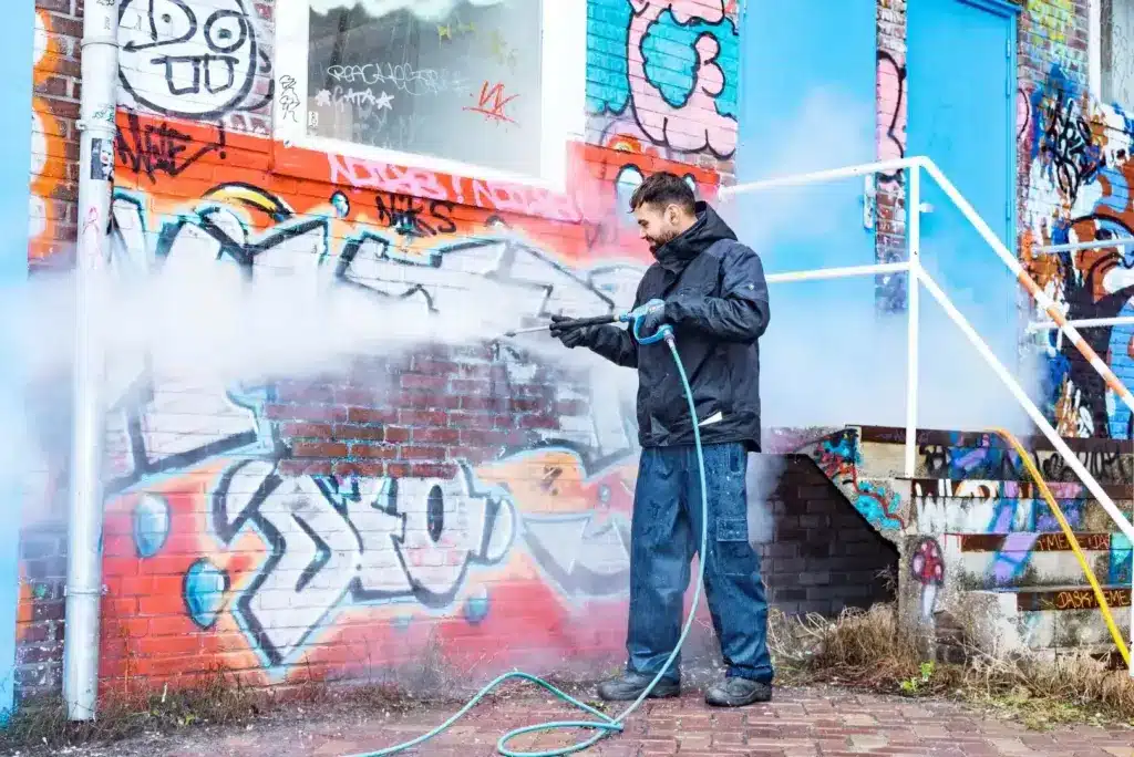 Werkzone voor graffiti verwijderen