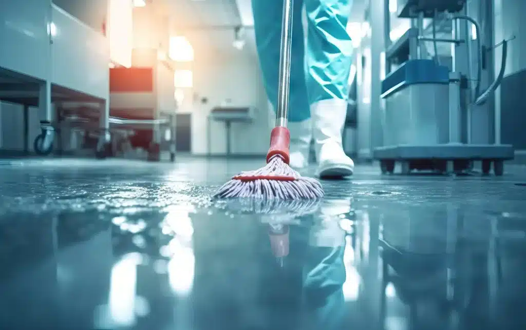 Industriële reiniging van vloer en hygiënezone