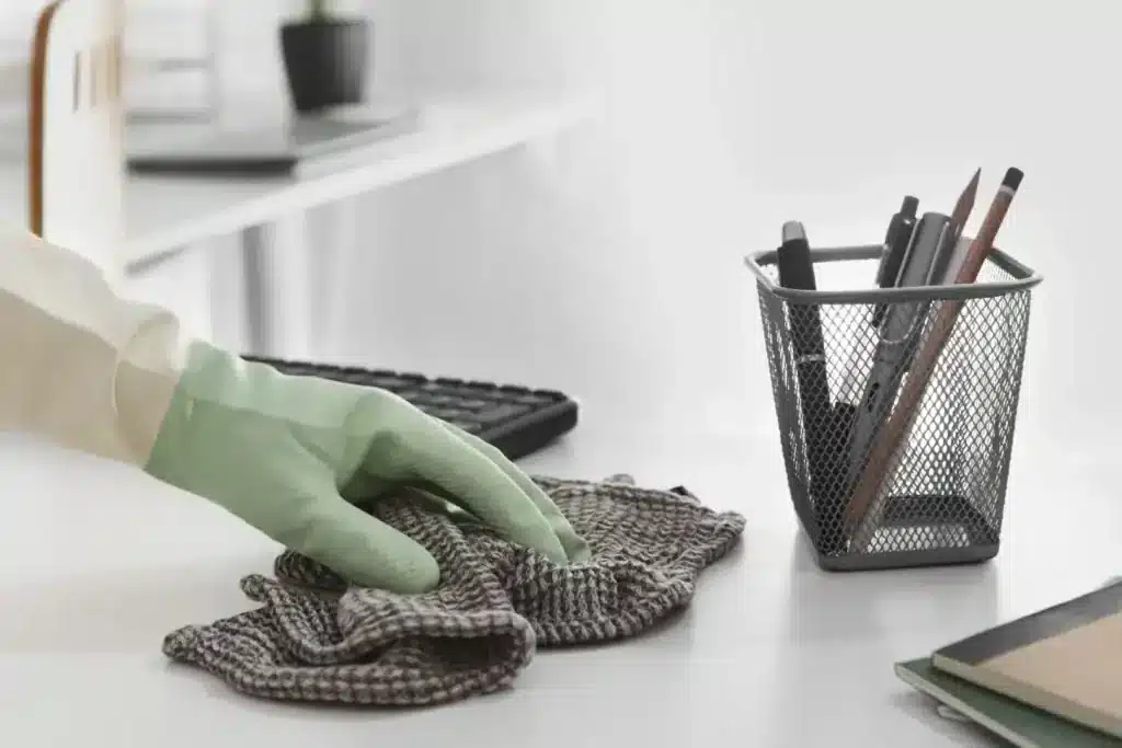 bureau schoonmaken kantoor desinfectie