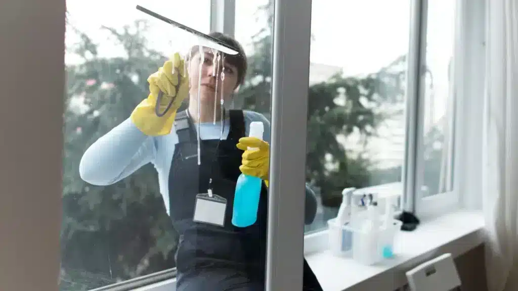 PVC-vloer en looproute bij een zorgkantoor.
