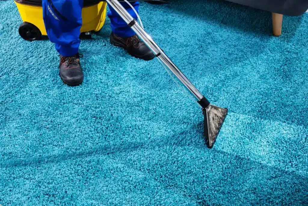 Contextbeeld voor tapijtreiniging machine blauw en schoonmaakplanning.